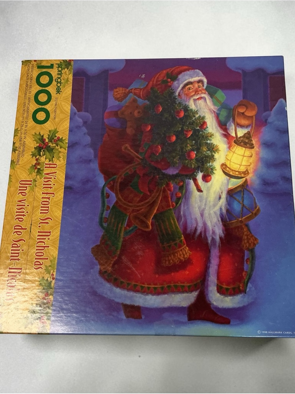 Hallmark Santa with Lantern and Tree Puzzle - Red, Green, Gold